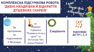 КОМПЛЕКСНА ПІДСУМКОВА КОНТРОЛЬНА РОБОТА (за 4 групами результатів) із зарубіжної літератури для 6 класу за темою: "Дивні мандрівки й відкриття душевних скарбів"