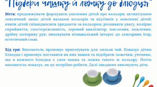 Дидактична гра "Добери чашку й ложку до блюдця"