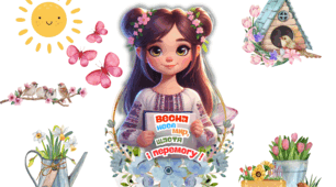 Дівчина весна на 6 аркушах паперу А4 + МЕГАрозмальовка