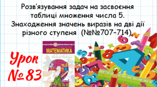 Математика 2 клас. Презентації уроків до підручника Н. О. Будна. Урок 83.  (№№707–714).
