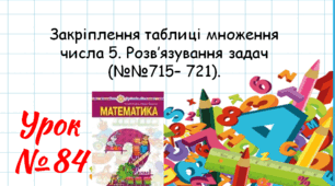 Математика 2 клас. Презентації уроків до підручника Н. О. Будна. Урок 84.  (№№715– 721).