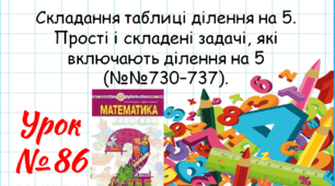 Математика 2 клас. Презентації уроків до підручника Н. О. Будна. Урок 86. (№№730–737). .