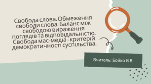 Свобода слова. Обмеження свободи слова. Баланс між свободою вираження поглядів та відповідальністю. Свобода мас-медіа – критерій демократичності суспільства.