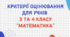 Критерії оцінювання для учнів 3 та 4 класу математика