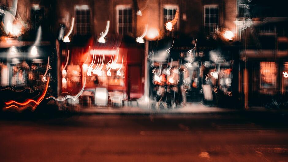 a building with lights on