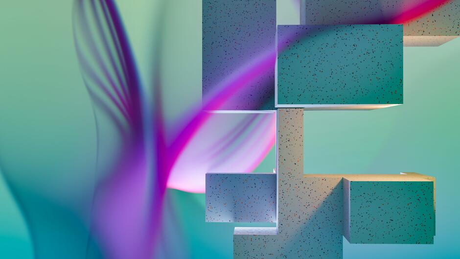 A blue and purple abstract background with squares