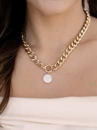 Crystal Disc Charm and Chain Necklace – Ettika
