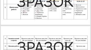 Графік роботи асистента вчителя
