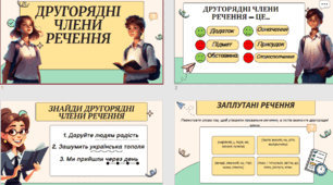 Презентація . Другорядні члени речення (інтерактивна вправа)