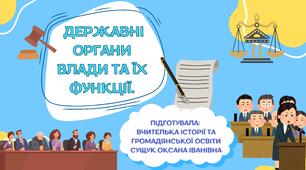 Державні органи влади та їх функції. Розгорнутий конспект уроку, презентаця, роздатковий матеріал, кросворд, анаграма, шифратор слів .Громадянська освіта 7 клас