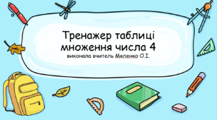 Тренажер таблиці множення числа 4