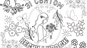 Мегарозмальовка на 9 аркушів Зі святом весни!