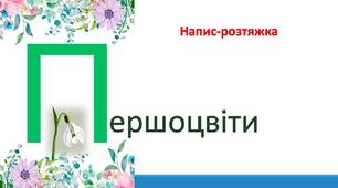 Першоцвіти. Напис-розтяжка.