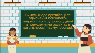 Вимоги щодо організації та  здійснення психолого- педагогічного супроводу дітей  з порушеннями розвитку в загальноосвітньому просторі