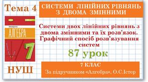 7 клас. Алгебра (НУШ). Урок№87. Системи двох лінійних рівнянь з двома змінними та їх розв’язок. Графічний спосіб розв’язування систем