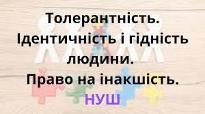 Толерантність та інклюзія. Ідентичність і гідність людини. Право на інакшість. Правила й норми співжиття різних людей та спільнот. Роль держави та демократії у забезпеченні толерантності та інклюзії.