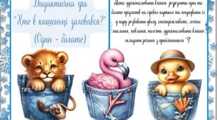 Дидактична гра "Хто в кишеньці заховався?" (Один - багато)