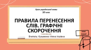 Інтерактивна презентація (готовий урок) "Правила перенесення слів. Графічні скорочення"