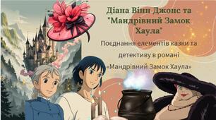 Тема уроку: "Діана Вінн Джонс. Поєднання елементів казки та детективу в романі «Мандрівний Замок Хаула»".