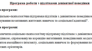 Програма роботи з підлітками девіантної поведінки