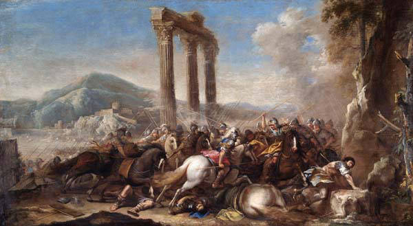 Battle Scene with Classical Colonnade - NICE Paintings - National Inventory of Continental European Paintings - VADS - online resource for visual arts