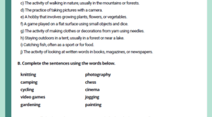 Leisure Time – English Practice Worksheets