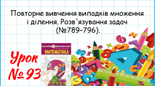 Математика 2 клас. Презентації уроків до підручника Н. О. Будна. Урок 93.  (№789–796).  
