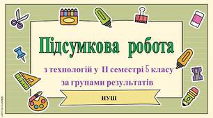 Комплексна підсумкова робота з технологій для 5 класу  (ІІ семестр)  за групами результатів