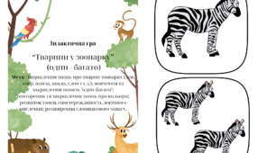 Дидактична гра "Тварини у зоопарку." (один-багато)