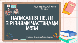 Інтерактивна презентація (готовий урок) Написання не, ні з різними частинами мови" для 10 класу