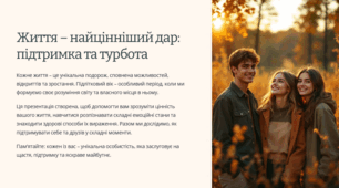Презентація "Життя – найцінніший дар: підтримка та турбота" (профілактика саморуйнівної поведінки)