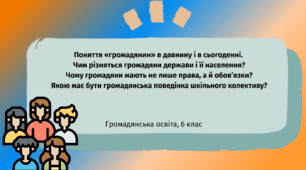 Презентація "Поняття «громадянин» в давнину і в сьогоденні.  Чим різняться громадяни держави і її населення?  Чому громадяни мають не лише права, а й обов’язки?  Якою має бути громадянська поведінка шкільного колективу?", громадянська освіта, 6 клас