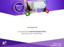  Kahoot! Teacher Talks+Memorable+Review+certificate+April2025