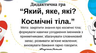 Мовленнєва гра “Який, яке, які? Космічні тіла.”
