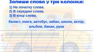 Визначення позиції літери у слові: на початку, в середині, в кінці