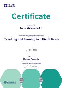  "Teaching and learning in difficult times"