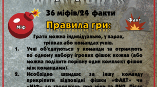 Гра на липучках "Міни та ВНП: міф/факт"