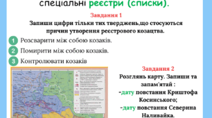 Робочий аркуш з теми "Реєстрове козацтво. Становлення козацького стану".