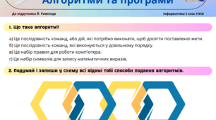 Підсумкова(діагностична) робота за групами результатів з теми "Алгоритми та програми" 5 клас НУШ
