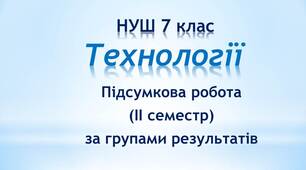 Комплексна підсумкова робота з технологій для 7 класу НУШ (ІІ семестр) за групами результатів