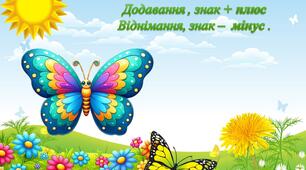 Знаки плюс та мінус. Додавання, віднімання.