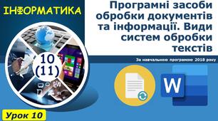 Програмні засоби обробки документів та інформації. Види систем обробки текстів