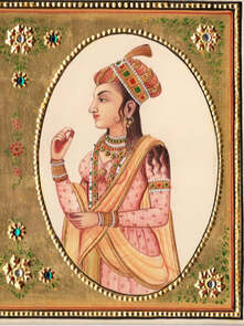 Noble Indian Mughal Painting Holding A Flower