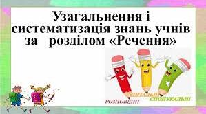 Узагальнення і систематизація знань учнів із розділу «Досліджую речення» (2 клас)