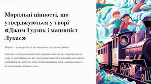 Презентація "Моральні цінності, що утверджуються у творі «Джим Ґудзик і машиніст Лукас»"