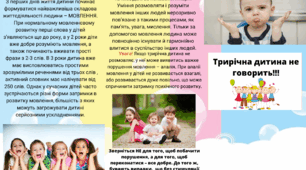 Буклет на тему "Трирічна дитина не говорить"