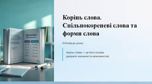 Презентація "Корінь слова. Спільнокореневі слова та форми слова (повторення та поглиблення). Спільнокореневі слова як засіб зв’язку речень у тексті"