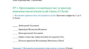 Комплексна підсумкова/контрольна робота за ІІ семестр для учнів 7 класу з історії України відповідно ГР освітньої галузі