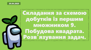 Складання за схемою добутків із першим множником 9.