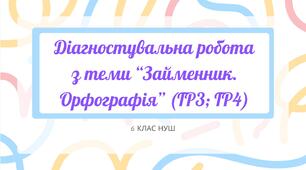 Діагностувальна робота з теми "Займенник. Орфографія". 6 клас НУШ (ГР3; ГР4)